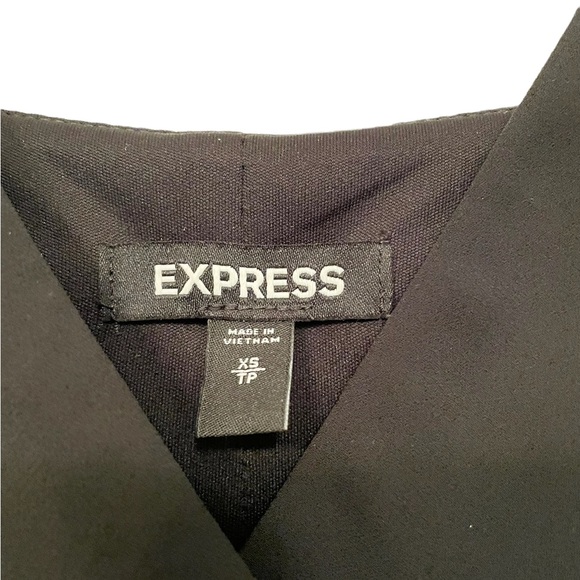 Express Fit & Flare V Neck Sexy Black Dress - Picture 4 of 7